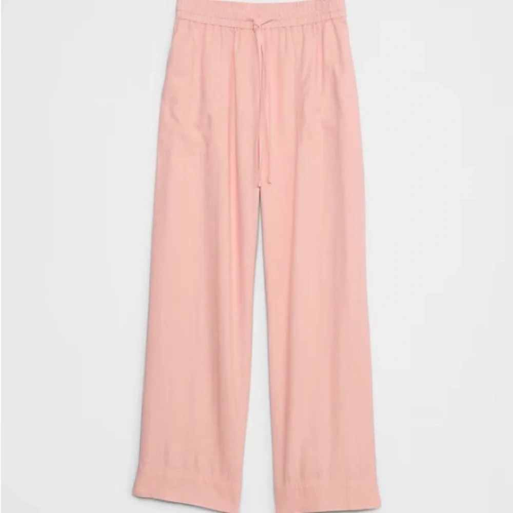 NWT Banana Republic Linen Blend Stripe Pants Large Coastal Drawstring Straight